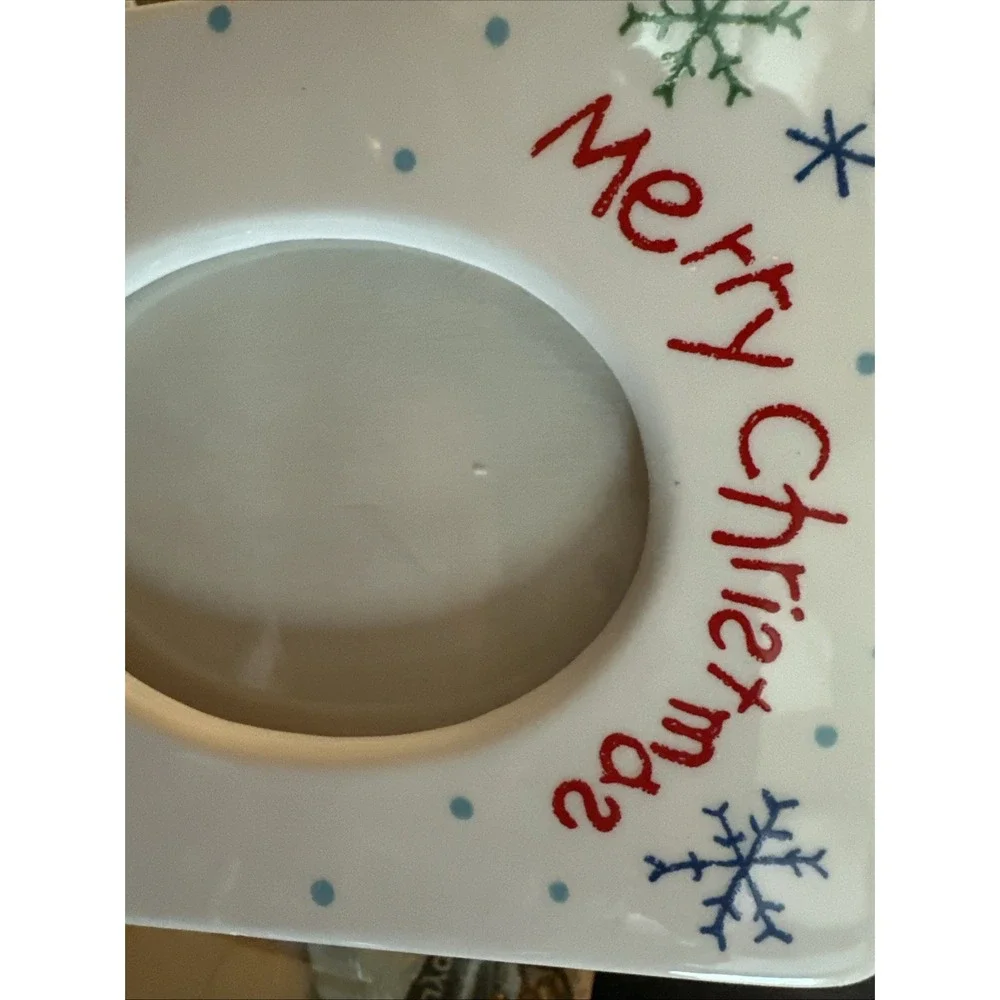 Vtg 90s  Russ Merry  Christmas Holiday Photo Frame Crayon Kid Childish Snowman